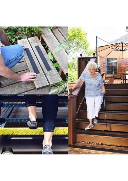 15 mt Bondit Siyah Yapışkanlı Kaygan Zemin Bandı Basamak Merdiven Kaydırmaz Bant 50MM