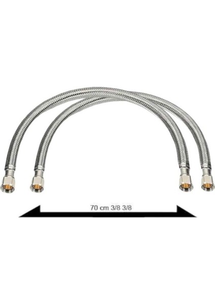 Kca Çelik Örne Klozet Taharat Flexi Hortumu 2 Adet 70 cm 3/8 Duş Seti Çelik