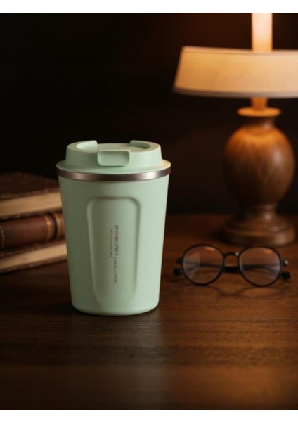 Paslanmaz Çelik Kahve Termos Bardak Matara 350 ml Yeşil Renk – PKH-PJ-3548-L