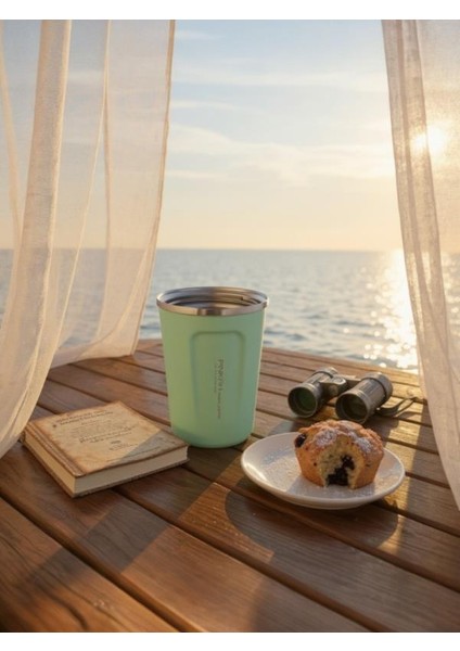 Paslanmaz Çelik Kahve Termos Bardak Matara 350 ml Yeşil Renk – PKH-PJ-3548-L indirimleri