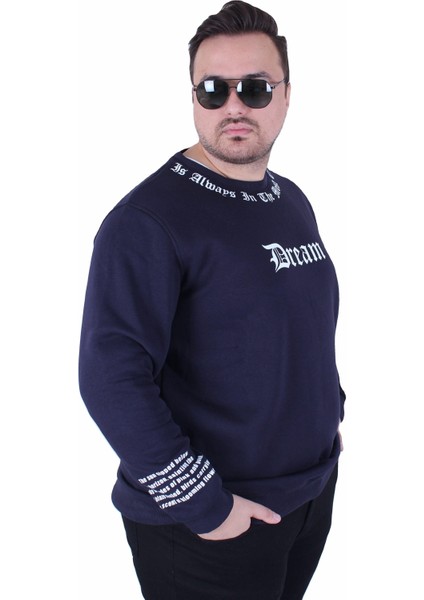 Mocgrande Büyük Beden Bisiklet Yaka 3ip Sweat Dream 25715 Lacıvert fiyatları