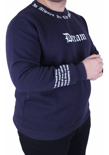 Mocgrande Büyük Beden Bisiklet Yaka 3ip Sweat Dream 25715 Lacıvert modelleri