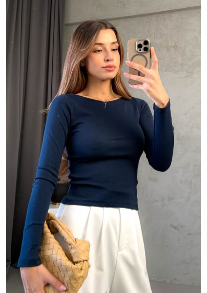 Kadın Kayık Yaka Uzun Kol Tshirt indirimleri