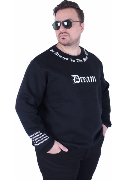 Mocgrande Büyük Beden Bisiklet Yaka 3ip Sweat Dream 25715 Sıyah fiyatları