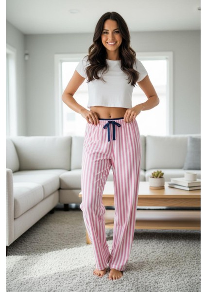 Desenli Tek Pijama Altlık Lastikli Bel Konforlu Geniş Kesim