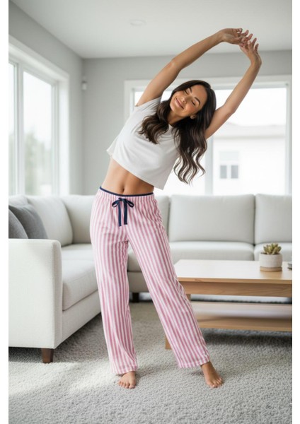 Desenli Tek Pijama Altlık Lastikli Bel Konforlu Geniş Kesim modelleri