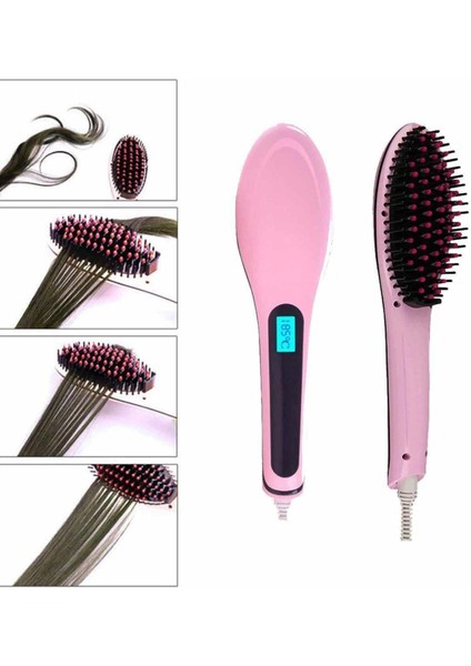 Resveq Elektrikli Saç Düzleştirici Tarak Saç Düzleştirici Fırça Sıkı Dişli Pembe fiyatları