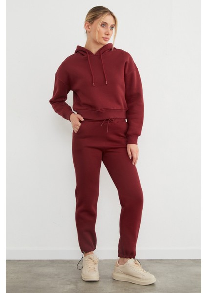 3 Iplik Beli Lastikli Paçası Stoperli Jogger Eşofman Altı