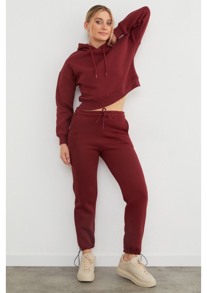 3 Iplik Beli Lastikli Paçası Stoperli Jogger Eşofman Altı