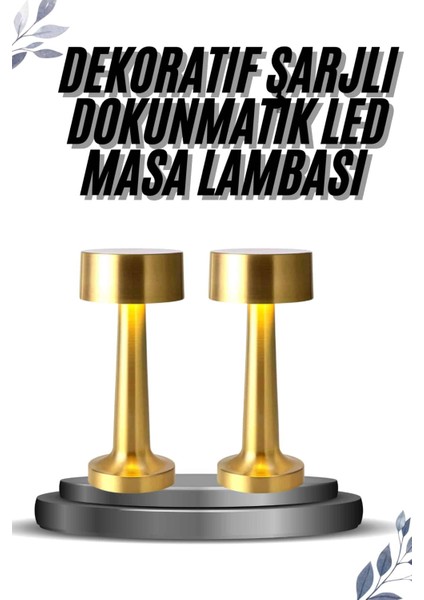 Resveq Kablosuz Renkli Masa ve Gece Lambası Altın Rengi Dokunmatik LED Lamba