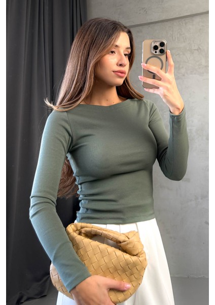 Kadın Kayık Yaka Uzun Kol Tshirt modelleri