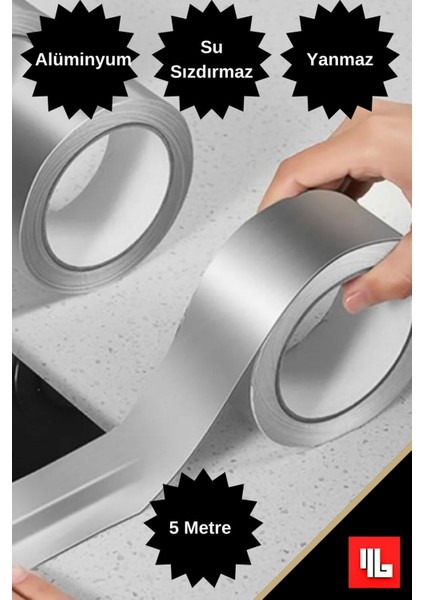 5 Metre Alüminyum Su Sızdırmaz Yanmaz Tamir Bant Kendinden Yapışkanlı Silinebilir Alev T