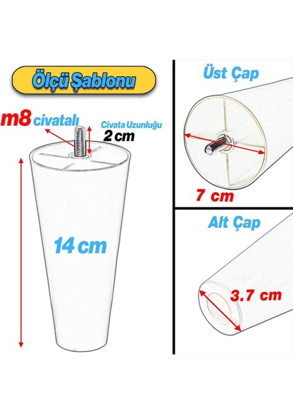 Mobilya Yükseltici Sehpa Kanepe Tv Ünitesi Koltuk Ayağı Baza Ayakları Plastik Ayak 14 cm Ceviz Kahve fiyatları