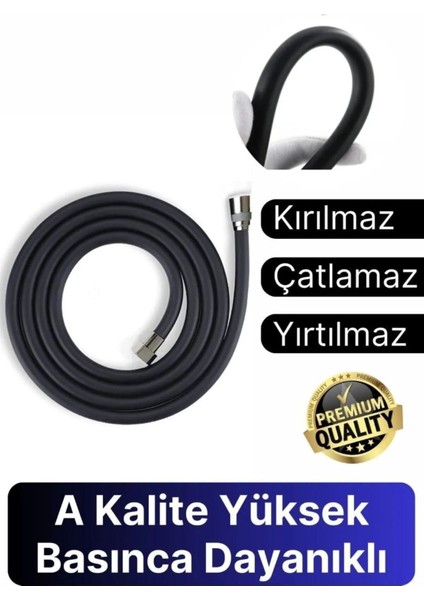 Siyah Dayanıklı Esnek Kırılmaz Çatlamaz Patlamaz Sızdırmaz Pvc Banyo Duş Musluk Hortumu 150CM Duş Ho
