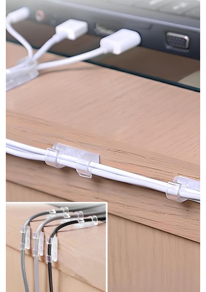 20 Adet Kablo Düzenleyici Yapışkanlı Tutucu Klips Kordon Sarıcı Şeffaf Kablo Organizeri Kablo Düze fiyatları