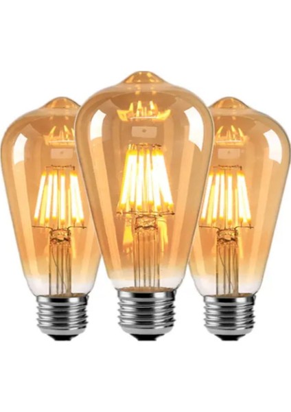 ST64 Dekoratif Retro Rustik Ampül E27 Standart Duy 220V Ev Cafe Aplik Abajur Tavan Ampülü Armut Bal