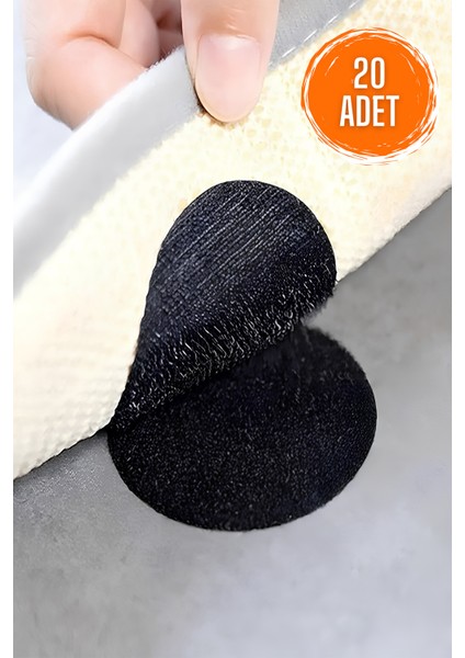 Halı Kilim Sabitleyici 20'li Paspas Örtü Minder Sabitleme Bandı Yapışkanlı Cırt Ped Mobilya Aksesuar