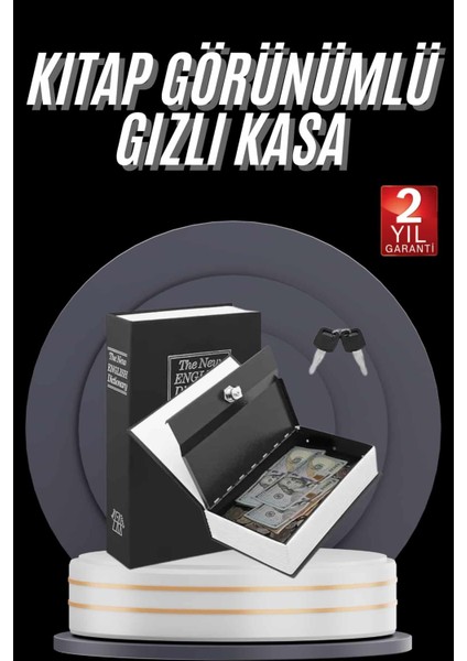 Resveq Gizli Kasa Kilitli Sözlük Görünümlü 18CM Gizli Kasa Büyük Boy Anahtarlı