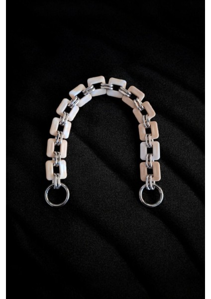 Örgü Çanta ve Deri Çantalar Için Akrilik Model Çanta Sap - Uzunluk : 45 cm (Gümüş Aksesuar )