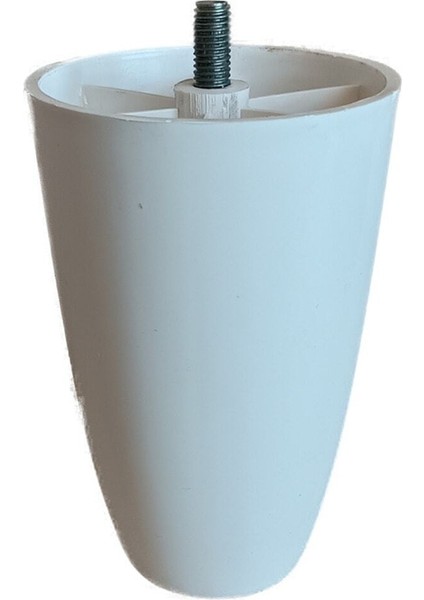 (Vida Ölçüsüne Dikkat) - 12 cm Armut Plastik Baza Ayağı Koltuk Kanepe Ayağı 8 Adet Beyaz 3-8 Vida Be