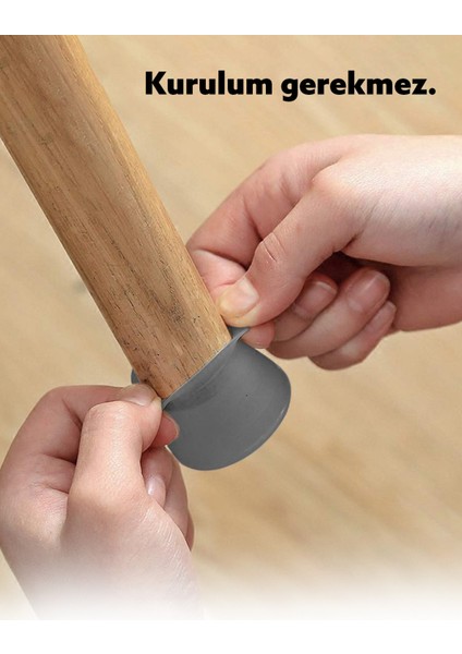 Masa Sandalye Ayak Koruyucu 24'lü Çizdirmez Ayak Kılıfı Ev Mobilyası Sabitleme Silikonu Aparat Gri 2