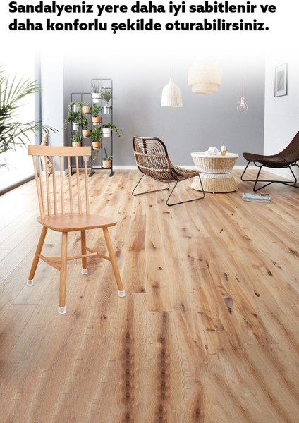 Masa Sandalye Ayak Koruyucu 24'lü Çizdirmez Ayak Kılıfı Ev Mobilyası Sabitleme Silikonu Aparat Gri 2