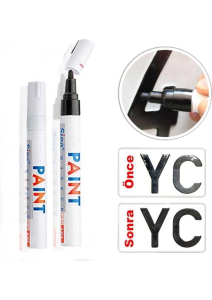 Paint Marker Tüm Yüzeyler Için Araba Boya Kalemi Araba Yağlı Boya Işaret Kalemi Siyah Renk 1 Adet