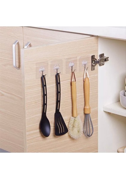 4 Adet 6x6 cm Kendinden Yapışkanlı Şeffaf Güçlü Askı Kapı Duvar Askıları Ağır Yük Taşıma Askısı Gri modelleri