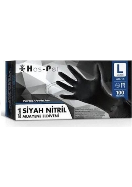 Siyah Nitril Large 100'LÜ Siyah