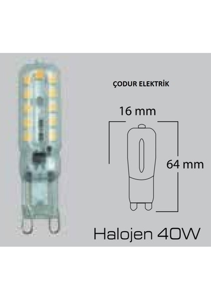 5WATT Şeffaf G9 Duylu 3000K Gün Işığı (Sarı Işık) 380LM A+ Enerji LED Kapsul Ampul Tekli Gün Işığı G modelleri