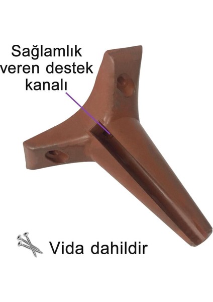 Zelve 6'lı Set Mobilya Ünite Çekyat Koltuk Kanepe Ayarlı M8 Destek Ayağı 15 cm Ceviz Renk Baza Ayak
