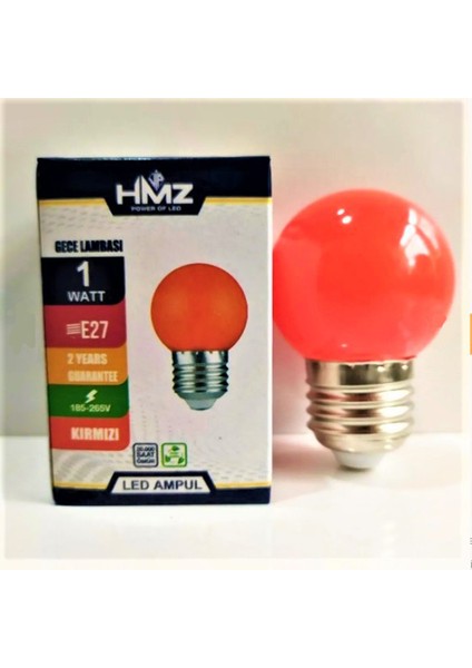 1 W LED Kırmızı Gece Lambası Ampulu 3ADET - LED Ampul - E27 - Gün Işığı - 1 Watt - Yok Tekli Beyaz I