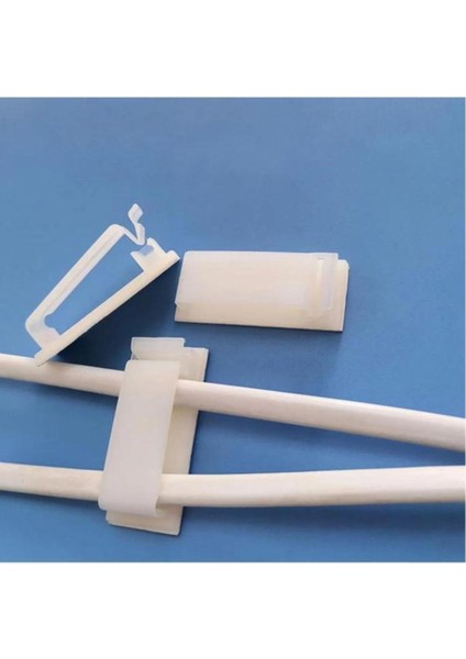 12 Adet Beyaz Renk Yapışkanlı Kablo Toplayıcı Masa Kablo Düzenleyici Klips Duvara Sabitleyici Aparat