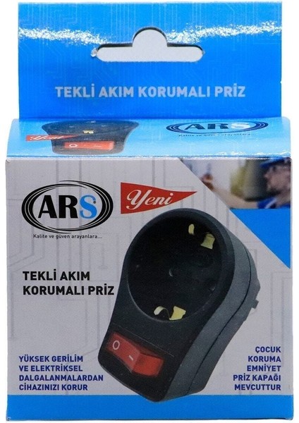 Ars Tekli Akım Korumalı ve Çocuk Korumalı Anahtarlı Priz Elektrik Prizi Siyah fiyatları