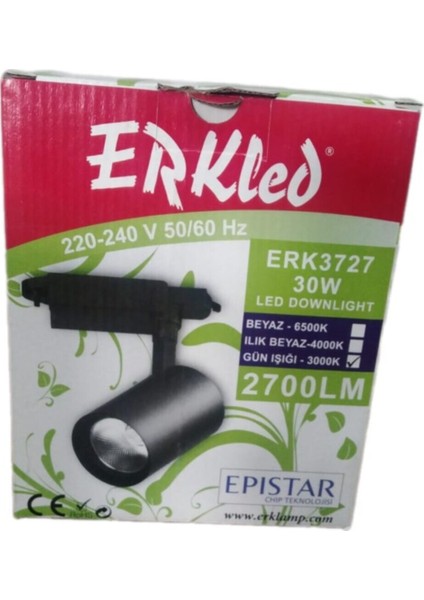 ERK3727 Siyah 30 Watt LED Downlight 220-240V 50/60 Hz 2700 Lm Gün Işığı Gün Işığı LED 30 Watt fiyatları