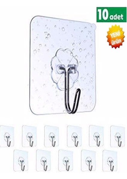 Askı Askılık 10 Adet Güçlü Şeffaf Duvar Askısı Askılığı Yapışkan Vantuz Kanca Mutfak Banyo Askısı Be