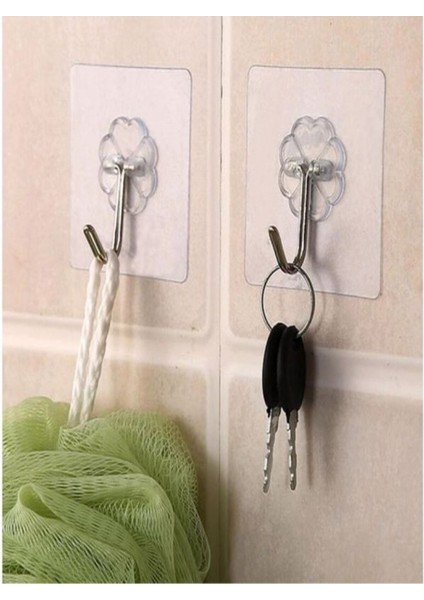 Askı Askılık 10 Adet Güçlü Şeffaf Duvar Askısı Askılığı Yapışkan Vantuz Kanca Mutfak Banyo Askısı Be