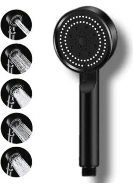 Turbo Fan 5 Fonksiyonlu Su Tasarruflu Duş Başlığı Turbo El Duşu Siyah Duş Başlığı Beyaz Plastik