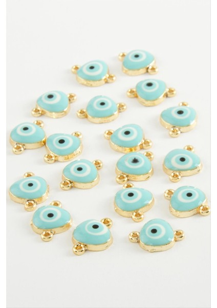 Resveq Nazar Çift Kulplu Mineli Bileklik ve Kolye Ucu Aparatı 1 Adet-Açık Mavi