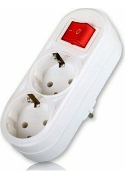 Ikili Topraklı Açma Kapama Fişli Priz 2li Golyat Anahtarlı Lale Elektrik Prizi Beyaz