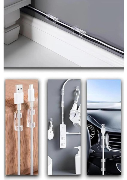 20 Adet Şeffaf Kablo Sabitleyici Düzenleyici Duvar Klipsi Yapışkanlı Kablo Organizer Tutucu Toplayıc indirimleri