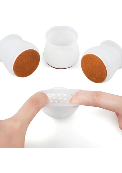 4 Adet ( 3cm-3,5cm ) Yarı Saydam Silikon Keçeli Sandalye Susturucu Sandalye Pabucu Çok Renkli 4'lü H fiyatları