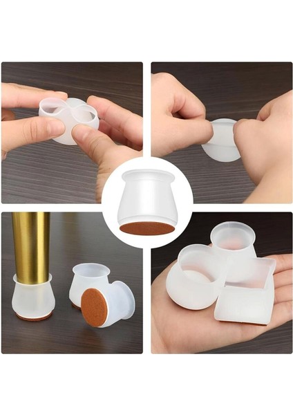 4 Adet ( 3cm-3,5cm ) Yarı Saydam Silikon Keçeli Sandalye Susturucu Sandalye Pabucu Çok Renkli 4'lü H fırsatları