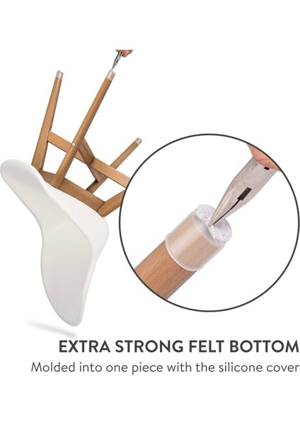 4 Adet ( 3cm-3,5cm ) Yarı Saydam Silikon Keçeli Sandalye Susturucu Sandalye Pabucu Çok Renkli 4'lü H