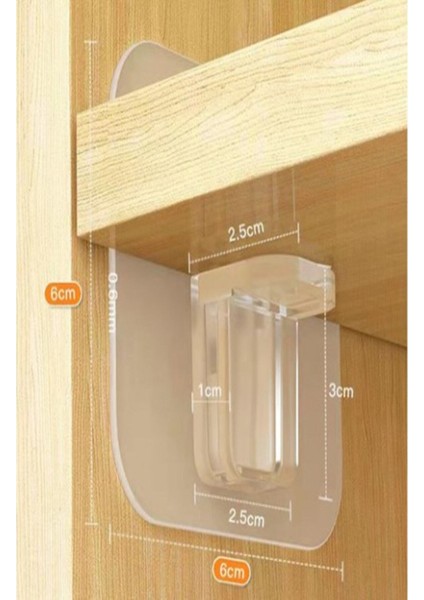 8'li Set Kendinden Yapışkanlı Dolap Duvar Kitaplık Ayakkabılık Raf Tutucu Sabitleyici Klips Askı Süp modelleri