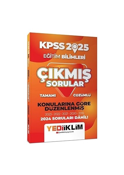 2025 Kpss Eğitim Bilimleri Konularına Göre Düzenlenmiş Tamamı Çözümlü Çıkmış Sorular + Yapışkanlı Not Kağıdı