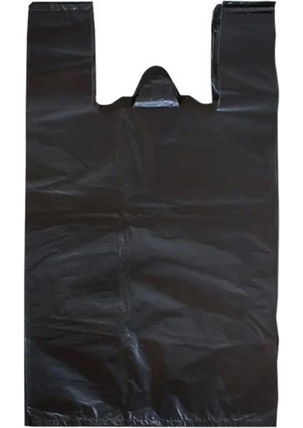 Siyah Dökme Market Poşeti Torbası - Hışır Atlet Poşet - Battal Boy - 37 x 70 Cm. - 1 Kg. Şeffaf Beli