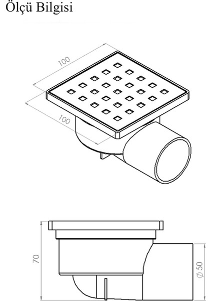 Tema Krom Yer Sifonu Yandan Çıkış 50 mm 10X10 cm - Yer Sifonu Gider Süzgeci Süzgeç, Banyo Süzgeci, fiyatları