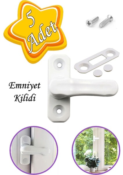 5 Adet Güvenlik Kilidi Bebek Çocuk Pvc Kapı Pencere Emniyet Kilidi Mandalı Cam Hırsız Kilidi Beyaz M