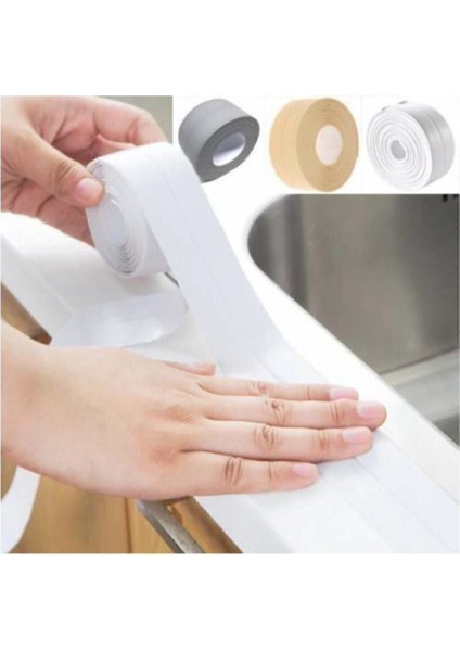 3.2 mt Su Sızdırmaz Kenar Bant Mutfak Banyo Duvar Küvet Lavabo Bandı Ev Iş Ofis Yapışkanlı Şerit Tam fiyatları